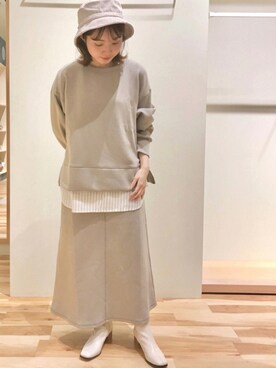 「Samansa Mos2 blue」｜「アイテム（スウェット）」を使った、つしま☺︎さん（レディース・153cm）の秋コーディネート