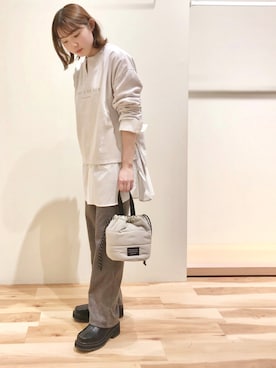 「キーネック」｜「アイテム（スウェット）」を使った、つしま☺︎さん（レディース・153cm）の秋コーディネート
