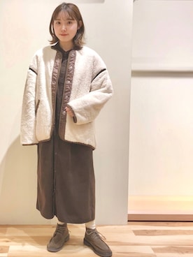 「秋冬」｜「アイテム（シャツワンピース）」を使った、つしま☺︎さん（レディース・153cm）の秋コーディネート