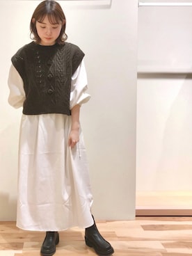 「Samansa Mos2 blue」｜「アイテム（シャツワンピース）」を使った、つしま☺︎さん（レディース・153cm）の秋コーディネート