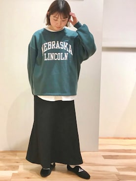 「Samansa Mos2 blue」｜「アイテム（スウェット）」を使った、つしま☺︎さん（レディース・153cm）の冬コーディネート