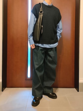 「epnok（エプノック）のアイテム（ベスト）」を使った、Kenさん（メンズ・173cm）の秋コーディネート