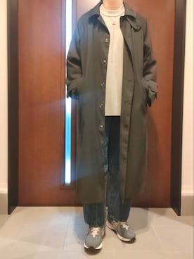 「epnok（エプノック）のアイテム（ステンカラーコート）」を使った、Kenさん（メンズ・173cm）の春コーディネート
