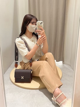 「one after another NICE CLAUP（ワンアフターアナザーナイスクラップ）のアイテム（ノーカラージャケット）」を使った、risapi🐰（骨格ウェーブ）さん（レディース・157cm）の夏コーディネート