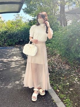 「アイテム（ボストンバッグ、ピンク系）」を使った、risapi🐰（骨格ウェーブ）さん（レディース・157cm）の春コーディネート