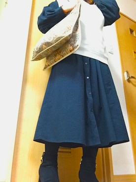 「ジャガード」｜「アイテム（シャツワンピース）」を使った、はちゅさん（レディース・155cm）の秋コーディネート
