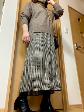 「タートルネック」｜「アイテム（インナーウェア/肌着）」を使った、はちゅさん（レディース・155cm）の冬コーディネート
