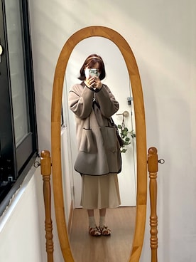 「niko and...（ニコアンド）のアイテム（ノーカラーコート）」を使った、Natziiさん（レディース・163cm）の秋コーディネート