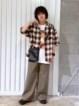 「アイテム（スラックス）」を使った、もりさん（メンズ・159cm）の夏コーディネート