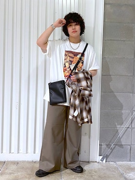 「アイテム（スラックス）」を使った、もりさん（メンズ・159cm）の夏コーディネート