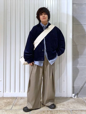 「アイテム（スラックス）」を使った、もりさん（メンズ・159cm・20代）の秋コーディネート