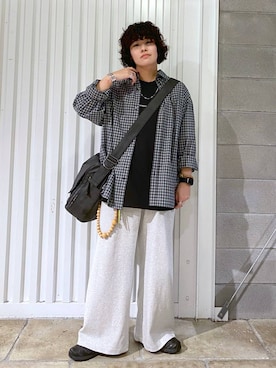 「アイテム（スウェットパンツ）」を使った、もりさん（メンズ・159cm）の秋コーディネート