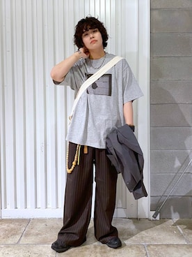「アイテム（スラックス）」を使った、もりさん（メンズ・159cm）の夏コーディネート