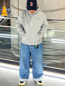 「NEW ERA（ニューエラ）のアイテム（キャップ、ブラック系）」を使った、くぅろさん（メンズ・165cm）の春コーディネート