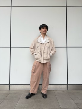 「OVERRIDE（オーバーライド）のOVERRIDE  PIGMENT DAD CASQUETTE SGP / オーバーライド（キャスケット、ブラック系）」を使った、Rintaroさん（メンズ・161cm）の春コーディネート