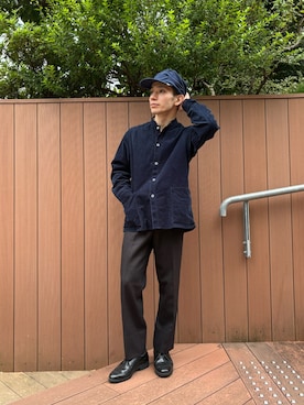 「OVERRIDE（オーバーライド）のOVERRIDE  FLEECE DRAPE CAP / オーバーライド（キャップ、ブルー系）」を使った、Rintaroさん（メンズ・161cm）の秋コーディネート