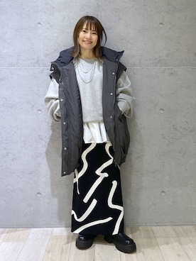 「アイテム（その他アウター、グレー系）」を使った、kayoさん（レディース・148cm）の秋コーディネート