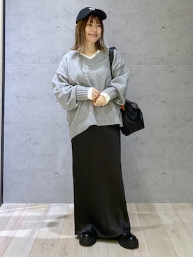 「アイテム（ネックレス）」を使った、kayoさん（レディース・148cm）の秋コーディネート