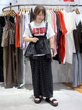 「LEPSIM（レプシィム）のカラーロゴTEE　1049028（Tシャツ/カットソー、ホワイト系）」を使った、kayoさん（レディース・148cm）の夏コーディネート