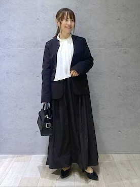 「アイテム（ノーカラージャケット）」を使った、kayoさん（レディース・148cm）の冬コーディネート