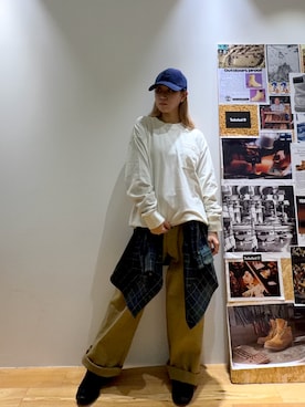 「Timberland（ティンバーランド）のアイテム（キャップ）」を使った、玲奈(Rena)さん（レディース・161cm）の秋コーディネート