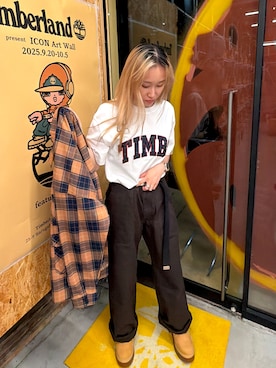 「Timberland（ティンバーランド）の【TOKYO DESIGN COLLECTIVE】ベイカー パンツ ユニセックス（その他パンツ）」を使った、玲奈(Rena)さん（レディース・161cm）の秋コーディネート