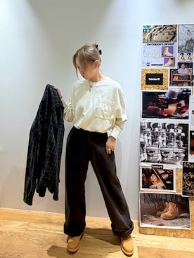 「Timberland（ティンバーランド）の【TOKYO DESIGN COLLECTIVE】ベイカー パンツ ユニセックス（その他パンツ）」を使った、玲奈(Rena)さん（レディース・161cm）の秋コーディネート