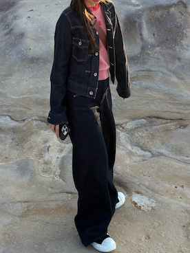 「アイテム（デニムジャケット）」を使った、セロリさん（レディース・153cm）の秋コーディネート