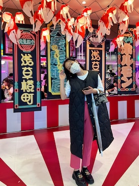 「H&M（エイチ・アンド・エム）のアイテム（ダウンベスト）」を使った、青空さん（レディース・165cm）の秋コーディネート
