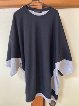 「minsobi（ミンソビ）の[minsobi]スーパーBigシルエット配色tシャツ（Tシャツ/カットソー、ブラック系）」を使った、koutancobuさん（メンズ・170cm）の冬コーディネート