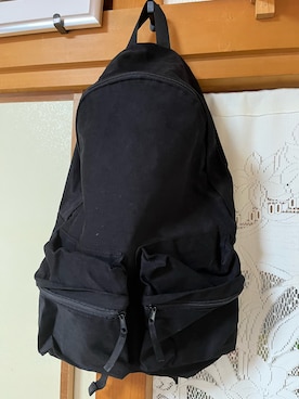 「minsobi（ミンソビ）のミニポーチ付きBIGバックパック（バックパック/リュック、ブラック系）」を使った、koutancobuさん（メンズ・170cm）の夏コーディネート