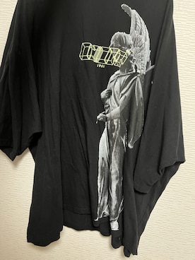 「minsobi（ミンソビ）のAngelプリントTシャツ / 8分袖ビッグトップス /  ビッグシルエットTシャツ（Tシャツ/カットソー、ブラック系）」を使った、koutancobuさん（メンズ・170cm）の春コーディネート