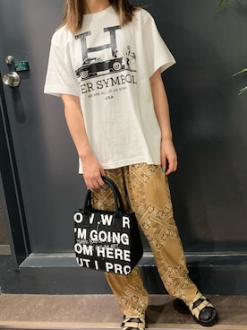 「ONE MADE（ワンメイド）のアイテム（バッグ）」を使った、ayakaさん（レディース・160cm）の夏コーディネート