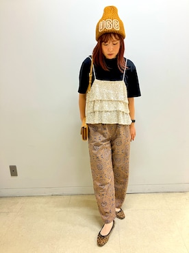 「アイテム（バレエシューズ、ブラウン系）」を使った、HIMIKO   伊予鉄高島屋店さん（レディース・157cm）の秋コーディネート