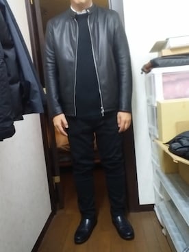 「NANO universe（ナノユニバース）のアイテム（ライダースジャケット）」を使った、Yさん（メンズ・176cm）の秋コーディネート