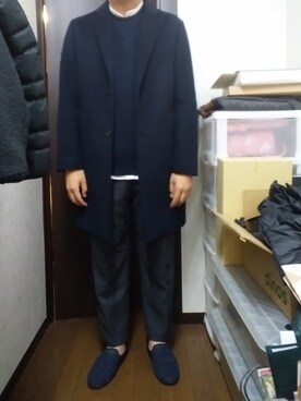 「417 EDIFICE（フォーワンセブンエディフィス）のアイテム（チェスターコート）」を使った、Yさん（メンズ・176cm）の秋コーディネート