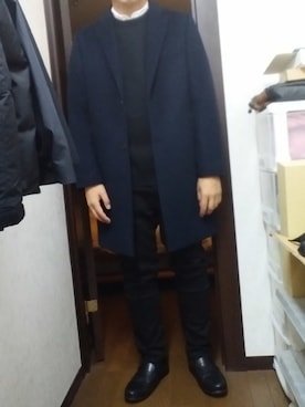 「417 EDIFICE（フォーワンセブンエディフィス）のアイテム（チェスターコート）」を使った、Yさん（メンズ・176cm）の秋コーディネート
