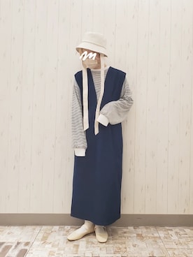 「ehka sopo（エヘカソポ）のアイテム（ジャンパースカート）」を使った、rio✿さん（レディース・153cm）の春コーディネート