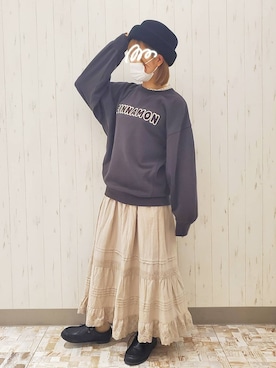 「チャコール」｜「アイテム（ハット）」を使った、rio✿さん（レディース・153cm）の秋コーディネート
