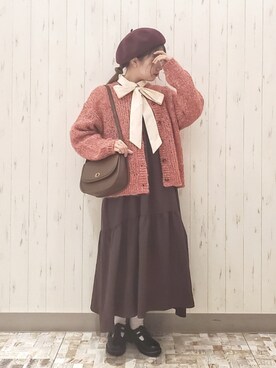 「ボウタイブラウス」｜「アイテム（帽子）」を使った、rio✿さん（レディース・153cm）の秋コーディネート
