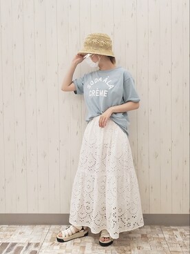 「スカラップ」｜「アイテム（帽子）」を使った、rio✿さん（レディース・153cm）の春コーディネート