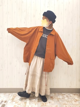 「スカラップ」｜「アイテム（ジャケット/アウター）」を使った、rio✿さん（レディース・153cm）の秋コーディネート