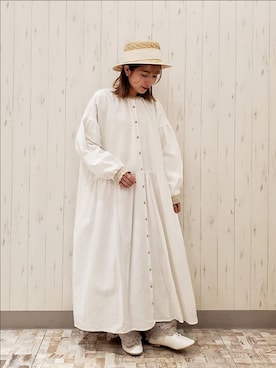 「オフホワイト」｜「アイテム（ワンピース/ドレス）」を使った、rio✿さん（レディース・153cm）の春コーディネート