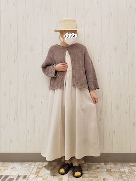 「Samansa Mos2（サマンサ モスモス）のモチーフレースワンピース（ワンピース）」を使った、rio✿さん（レディース・153cm）の春コーディネート