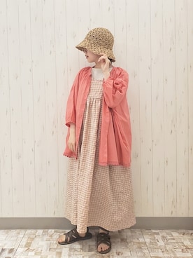 「ペーパーハット」｜「アイテム（ワンピース/ドレス）」を使った、rio✿さん（レディース・153cm）の夏コーディネート