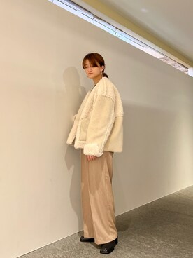 「ムートン」｜「アイテム（その他アウター）」を使った、honoka187さん（レディース・158cm）の秋コーディネート