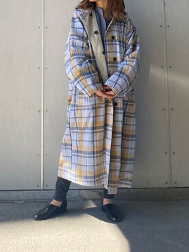 「リバーシブル」｜「アイテム（ステンカラーコート）」を使った、honoka187さん（レディース・158cm）の秋コーディネート