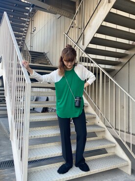 「KBF（ケイビーエフ）のフェイクファーサンダル（サンダル）」を使った、AOさん（レディース・158cm）の秋コーディネート