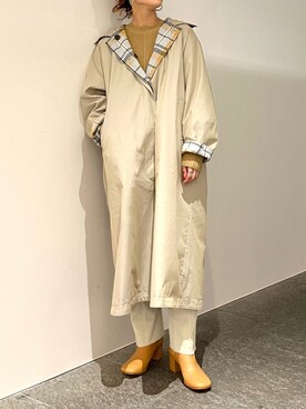 「リバーシブル」｜「アイテム（ステンカラーコート）」を使った、honoka187さん（レディース・158cm）の秋コーディネート