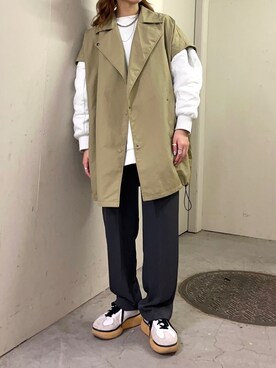 「kbf_ootd」｜「アイテム（ポンチョ）」を使った、honoka187さん（レディース・158cm）の冬コーディネート